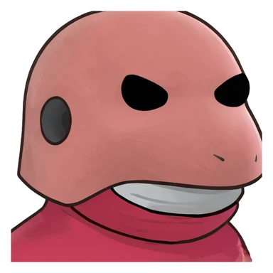 Squid Game pink guard mask with square shape on face, 3D style, detailed sticker