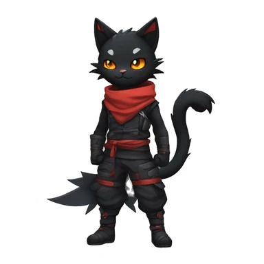 Edgy Shy Anthro Ninja boyish cool pretty dark black Litten-Pokémon-cat-fursona-animal techwear sticker
