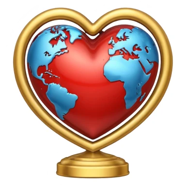 heart with a globe motif sticker