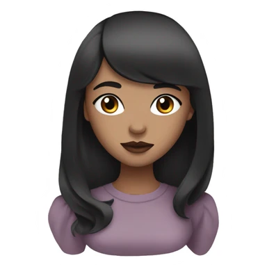 Pretty girl with long black hair and brown eyes wearing mauve lipstick sticker