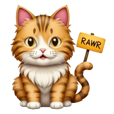 Cat with sign that says rawr sticker