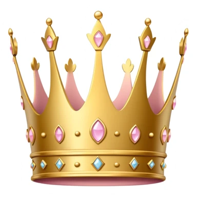 A luxurious golden crown with light pink accents and elegant details, featuring a prominent empty space  sticker