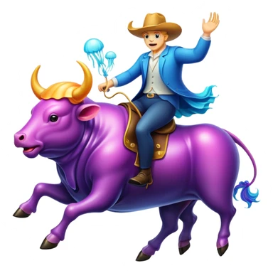 Jellyfish riding a bull sticker
