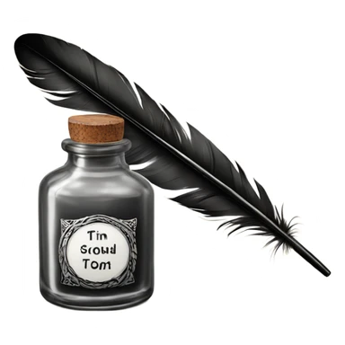 feather pen and ink bottle sticker