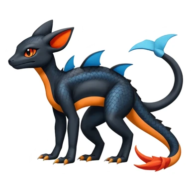 Salandit-Umbreon-Charmeleon-Fakémon-hybrid-creature (full body)  sticker