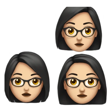 girl-glasses-anger-black straight hair-wirte skins-dark eyes-smal eyes sticker