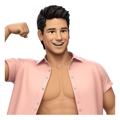 smiling boy in open shirt sticker