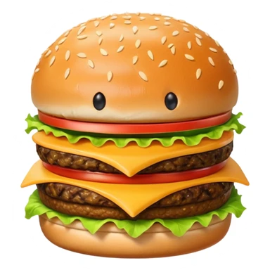 Burger and fries but separate and with faces sticker