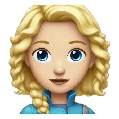 Girl with blond hair and blue eye take red vial sticker