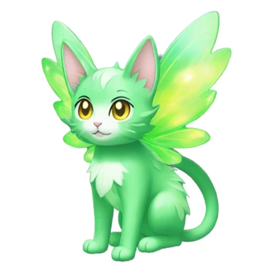 Shiny Sparkly Grass-type-Fairy-type-Fakémon-Cat full body sticker