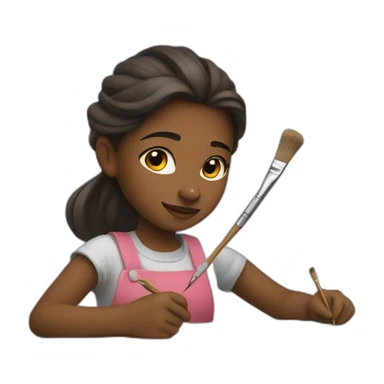 girl is painting sticker