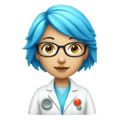 Lab girl scientist with blue hair and laboratory instrument sticker