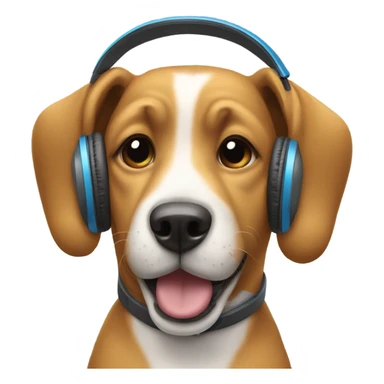 a dog with headphones on sticker