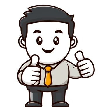 cheerful office worker with thumbs up, big smile sticker