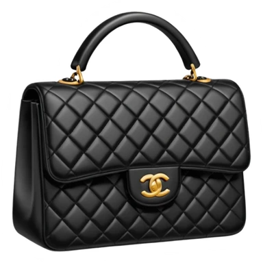 generate an ios genmoji of a black chanel bag sticker