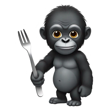 gorilla holding a fork sticker