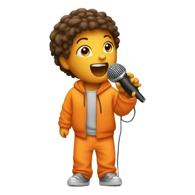 child in orange clothes singing in mocrophone sticker