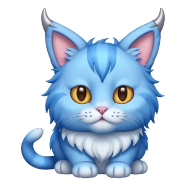 Blue cat with horns sticker