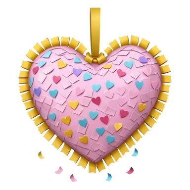 The heart is a pinata with confetti in soft pink, beige and yellow pastel light sticker