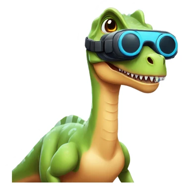 Dinosaur wearing VR sticker