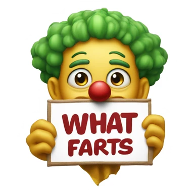 Clown holding a sign stating, "what the farts" sticker