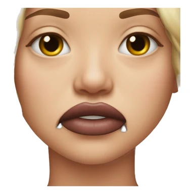 Downed bottom lip on a face sticker