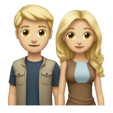 Blond boy and brunette girl sticker