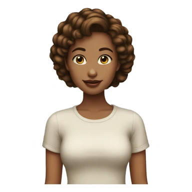 Emoji light skin girl long dark brown hairs  sticker