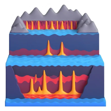 Cross-section of seafloor spreading with magma rising at mid-ocean ridge sticker