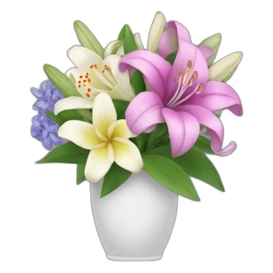 Lilies, hyacinths and camellias in a flower bouquet sticker