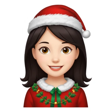 girl with dark hair in christmas clothes sticker