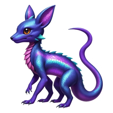 Anthropomorphic Scaley Shiny White Iridescent Colorful Exotic Salandit-Umbreon-Fakémon-hybrid-creature (full body)  sticker