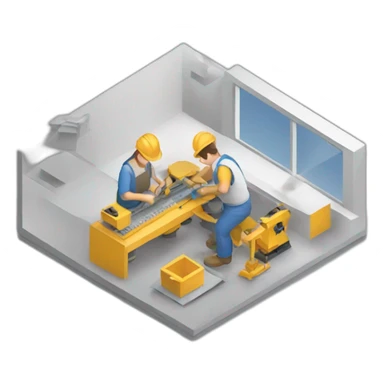 isometric freelance fabricator working making product sticker