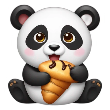 Panda eating chocolate croissant  sticker