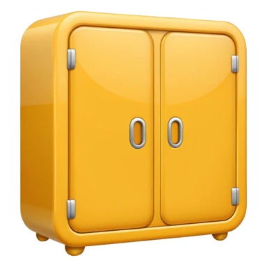 3D emoji-style wardrobe icon, cute, rounded, glossy, simple two-door design, soft shadows, clean background sticker