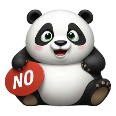 A fat panda holding a sign that says NO sticker
