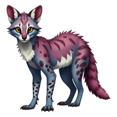 Feral Rare Fantasy dark vibrant warm-colored Vernid-Sergal-Genet-species by LiLaiRa, random markings, tufted ears, full body, 4 legs sticker