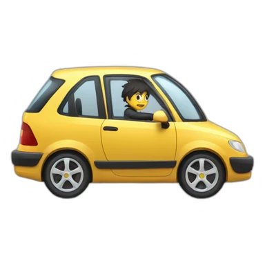 Astrout driving a car with cycle on top anime sticker