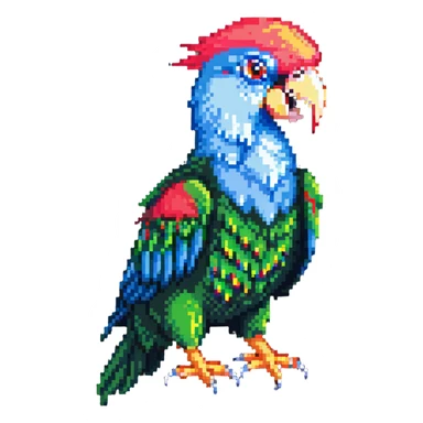 super minimal pixel art party parrot with big pixels in classic head-bob pose sticker