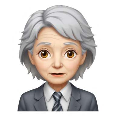 Very old women with Necktie. different hair style, more smudges on face. sticker
