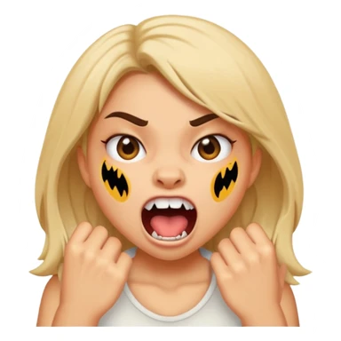 A girl growling like rawr silly vibes but make it an emoji not real human sticker