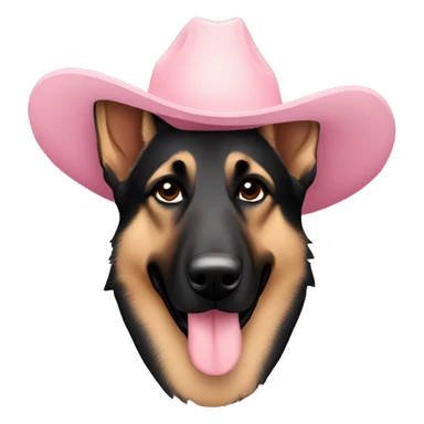 Dark German shepherd pretty light pink cowboy hat sticker