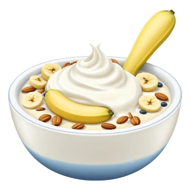 Crüsli-müsli, nøtter, blåbær, bananskiver, med Kefir-Biola-yoghurt i skål  sticker