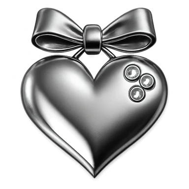 tiny red heart with a bow, pastel red enamel, sparkling gems, soft glowing effect sticker