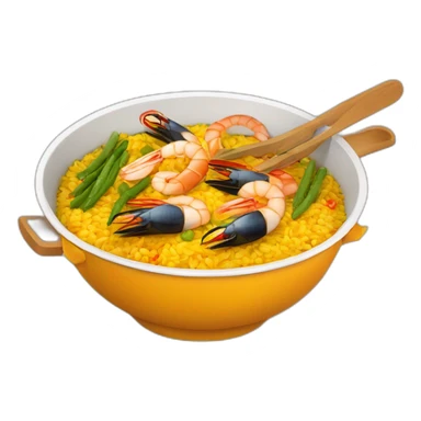 Paella Emoji Perfectly cooked rice with seafood and vegetables, a delight for lovers of Spanish cuisine. sticker