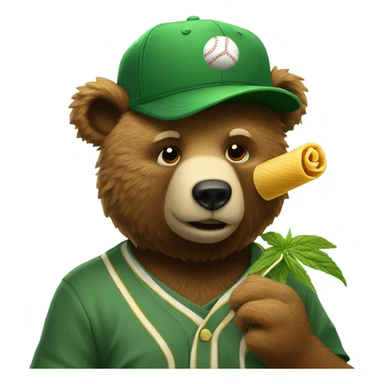 Bear smoking a herb cigarette eating pasta wearing a baseball hat  sticker