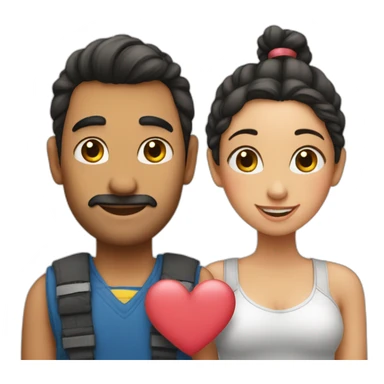 Man loves woman with pigtails, heart between them sticker