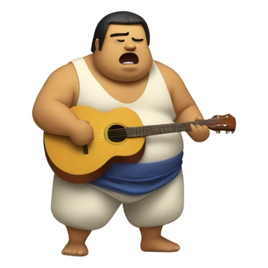 Sumo wrestler singing guitar sticker