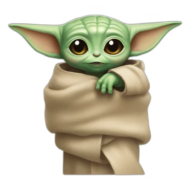 Baby Yoda making the number 3 on his hand sticker