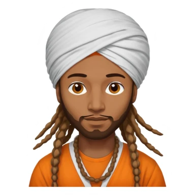 Brownskin man with long dreadlocks add a white turban on his head orange shirt  sticker